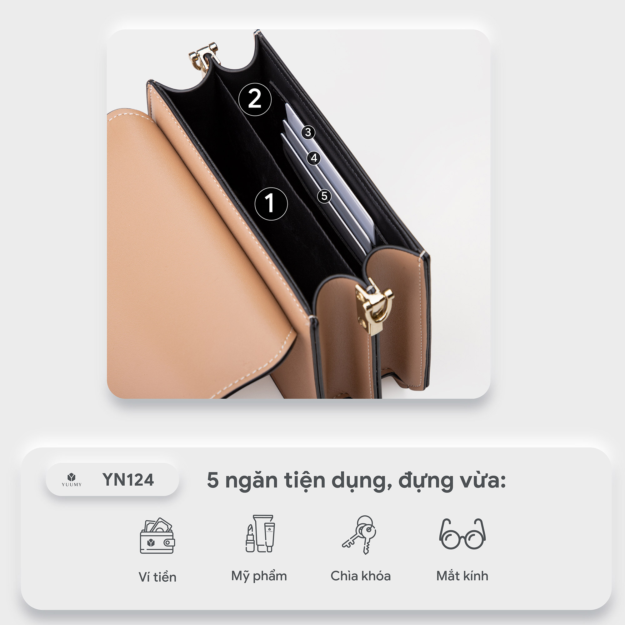 Túi đeo chéo nữ mini khóa bấm Yuumy Seasand YN124