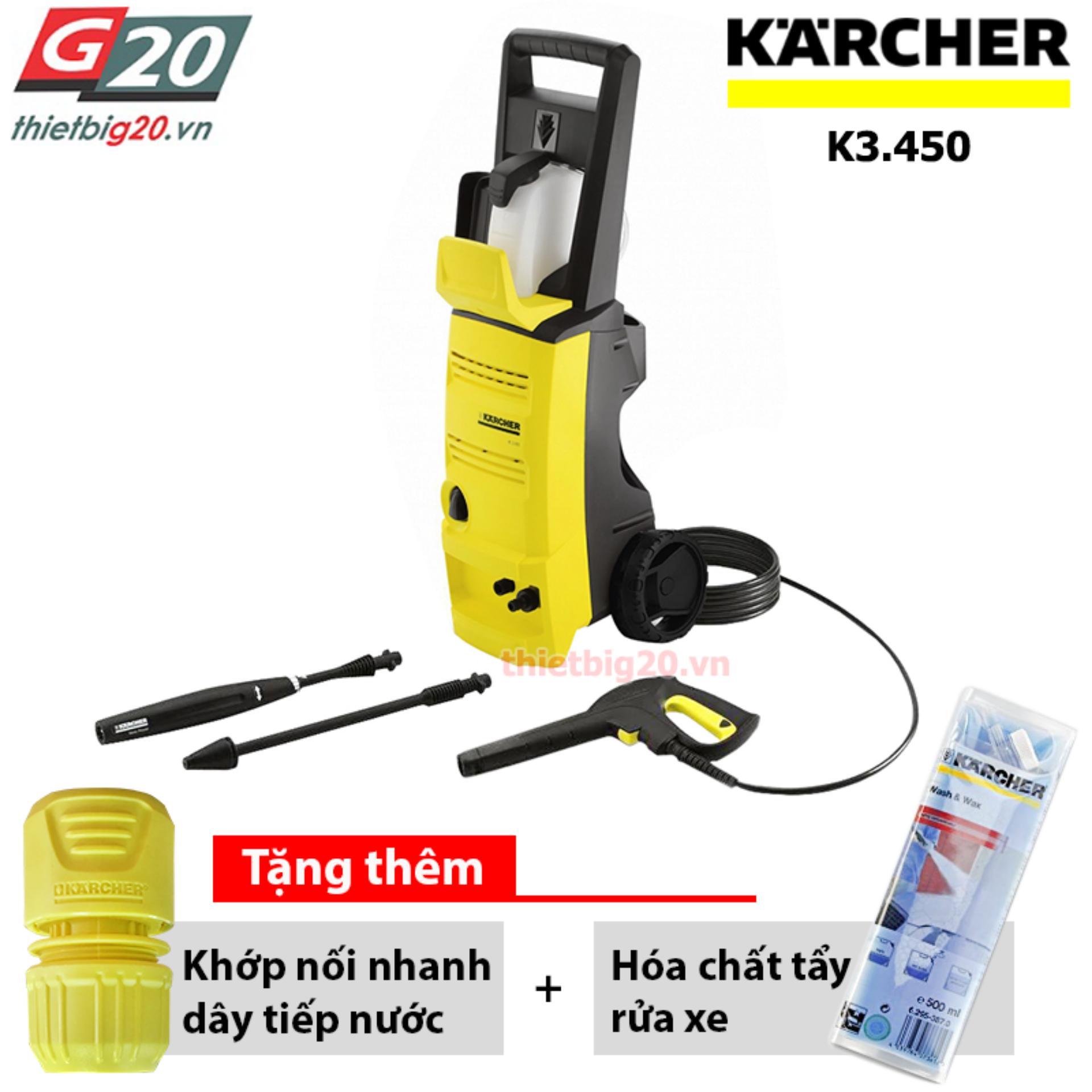 [Trả góp 0%]Máy rửa xe mini gia đình Karcher K3 450 KAP (Kèm bình phun bọt nước rửa xe siêu bóng)