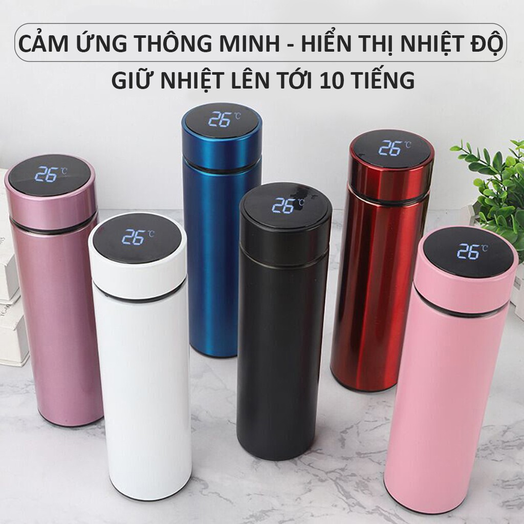 [HCM](GIỮ NHIỆT 24 GIỜ) BÌNH GIỮ NHIỆT BÁO NHIỆT ĐỘ ĐÈN LED CẢM ỨNG - BÌNH THÂN VỎ INOX 304 KHÔNG GỈ THIẾT KẾ SANG TRỌNG ĐẸP - DUNG TÍCH 500ML