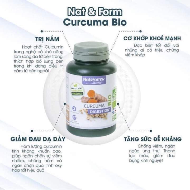 Tinh bột nghệ hữu cơ Nat&Form Bio Curcuma Pháp ( Tinh bột nghệ Nat&Form)
