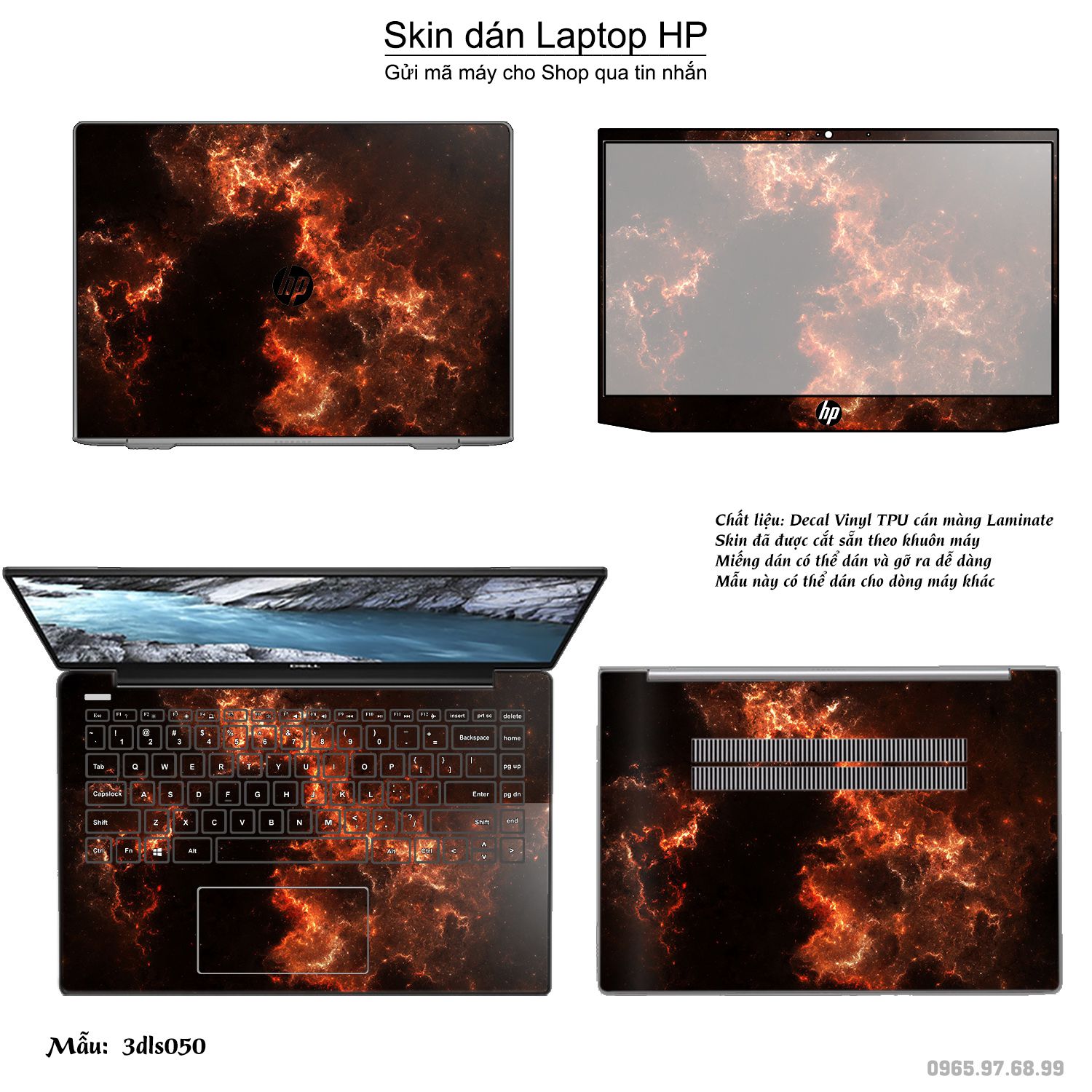 Decal Skin dán Laptop HP mẫu 3Ds (inbox mã máy cho shop)