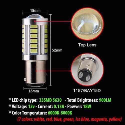 ĐÈN LED XE MÁY GẮN ĐUÔI XE CHỚP 33 TIM