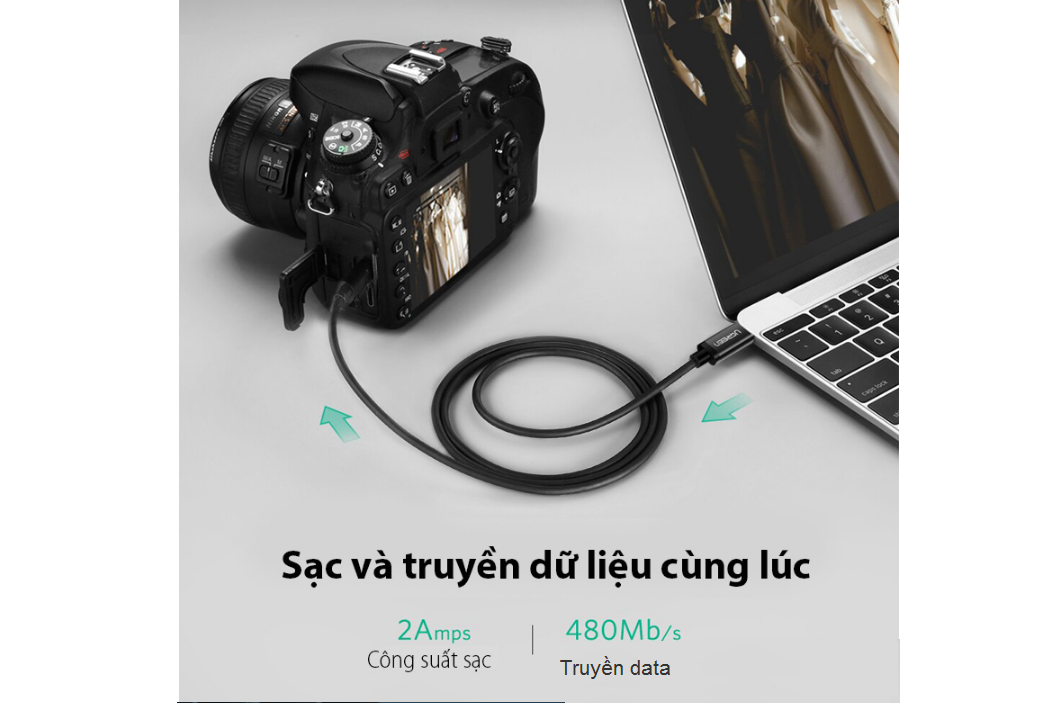 Cáp USB Type C sang Mini USB Ugreen ( 1m 50445 , 1.5m 40418 ) Chính Hãng