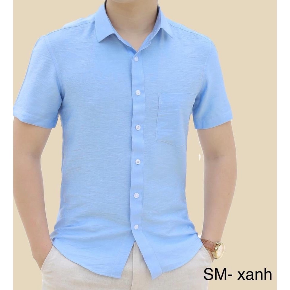 ÁO SƠ MI CỘC TAY NAM CỔ BẺ FULL CÚC