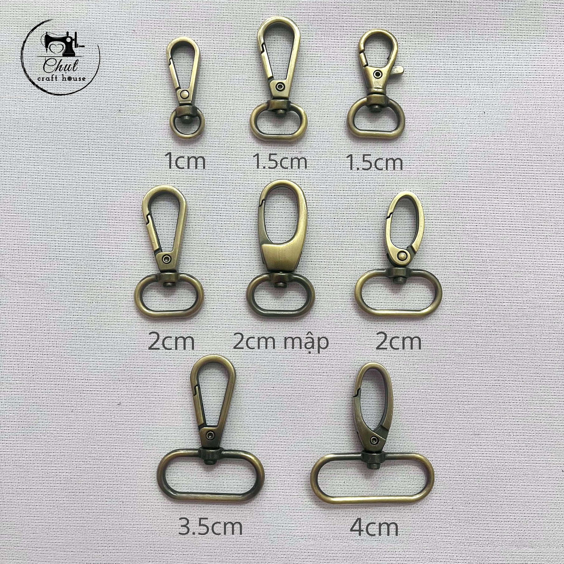 [Set 4 chiếc] Khoen móc càng cua ĐỒNG ATIMON làm túi xách balo handmade - Đủ size Giá xưởng