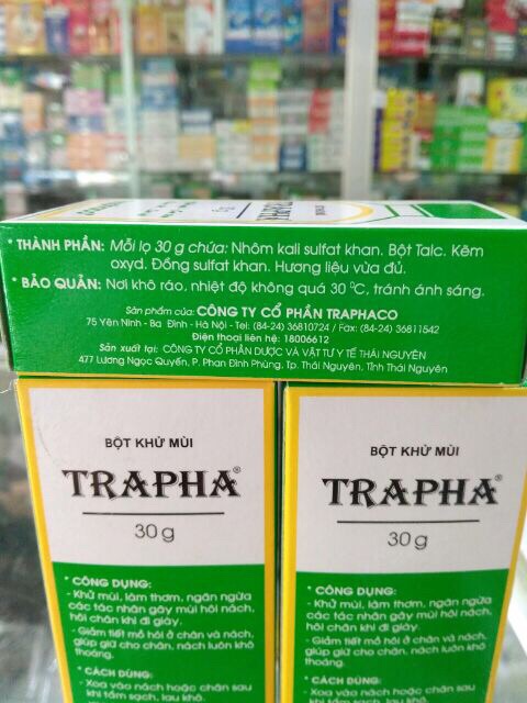 Bột khử mùi hôi chân, hôi giày...Trapha 30g