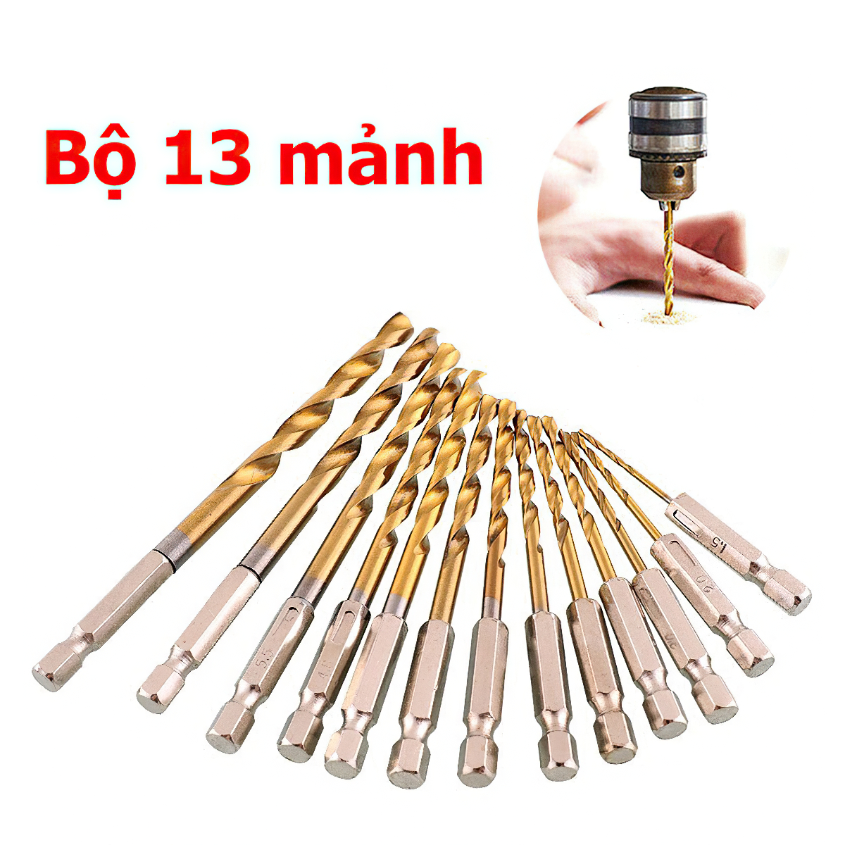 Bộ 13 mũi khoan sắt - mũi khoan đa năng, mũi khoan dùng cho các loại máy khoan pin, máy khoan cầm tay, máy khoan mini