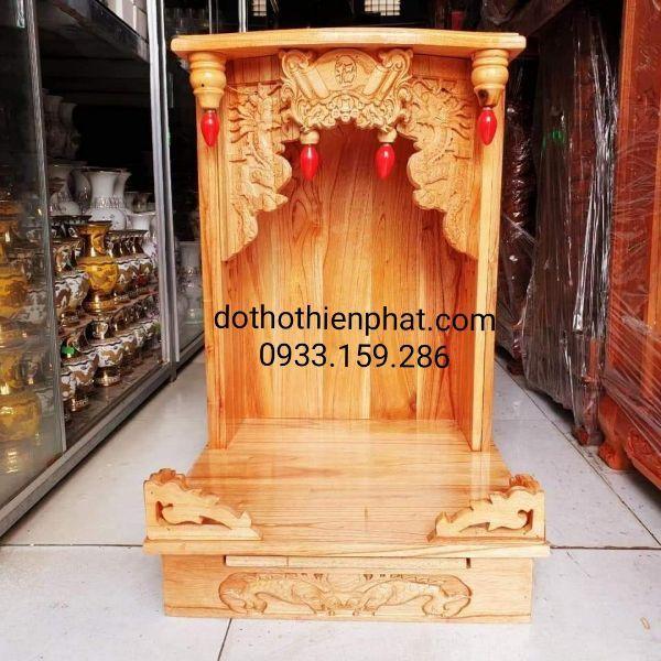 Bàn thờ thần tài ông địa gỗ xoan ngang 40cm lọng