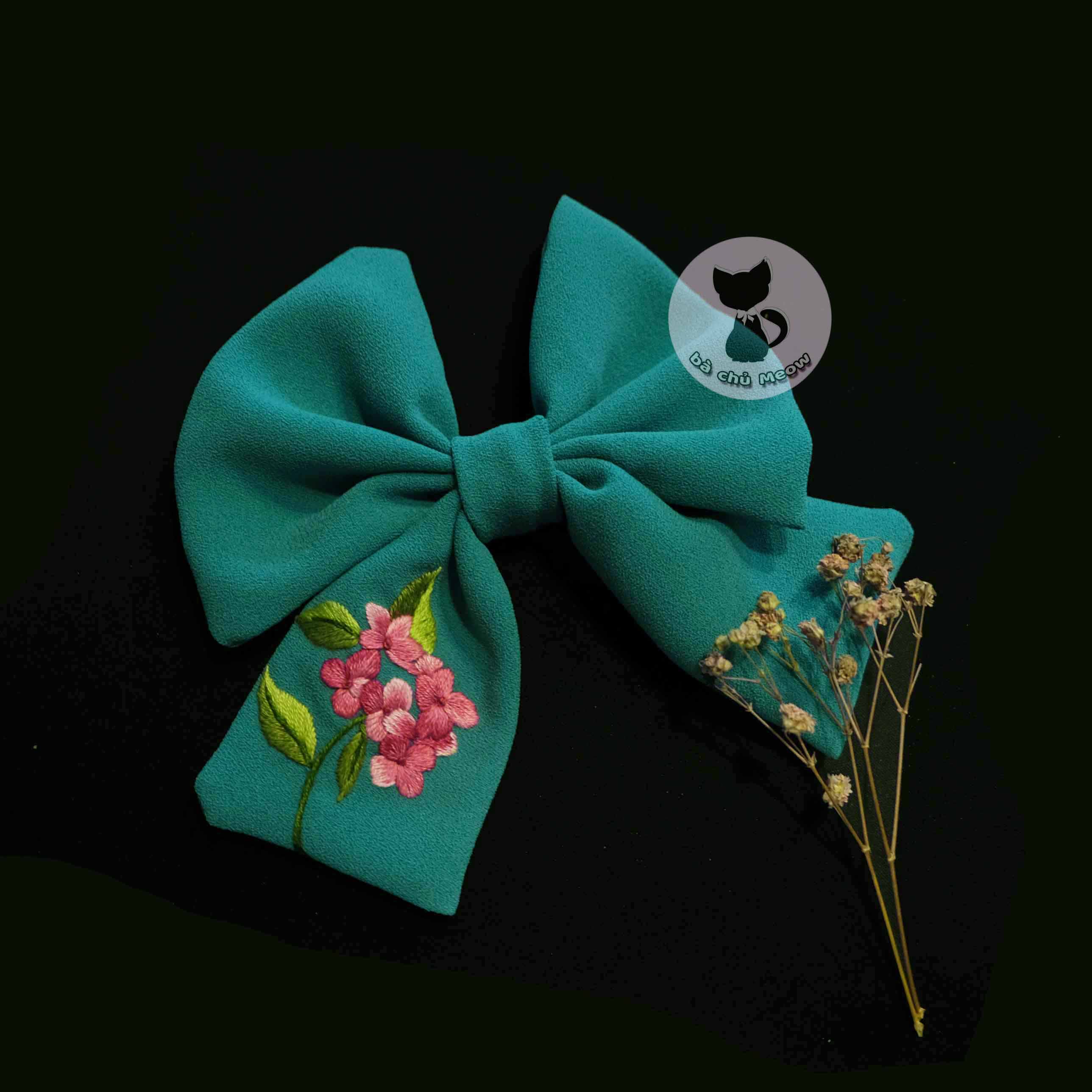 Đồ Cột Tóc Hoa - Dây Cột Tóc Thêu Tay - Scrunchies Thắt Nơ