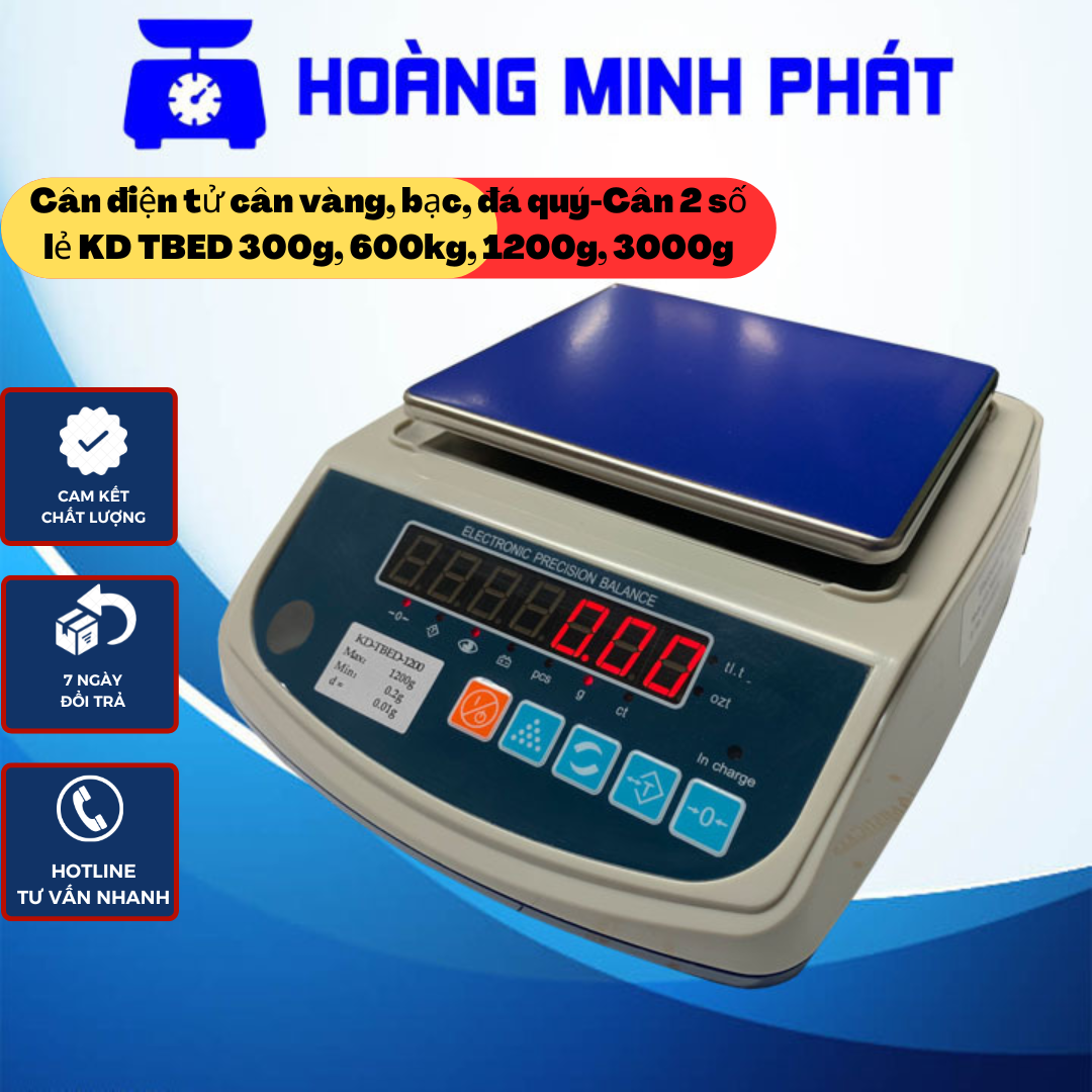 Cân vàng, bạc, đá quý, cân điện tử 2 số lẻ kd tbed 300g, 600g, 1200g, 3000g/0.01g - tặng lồng kính - bh 2 năm
