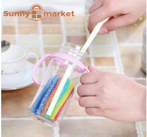 Combo 2 dụng cụ cọ rửa ly cốc chén 7 màu Cây rửa bình sữa 7 màu
