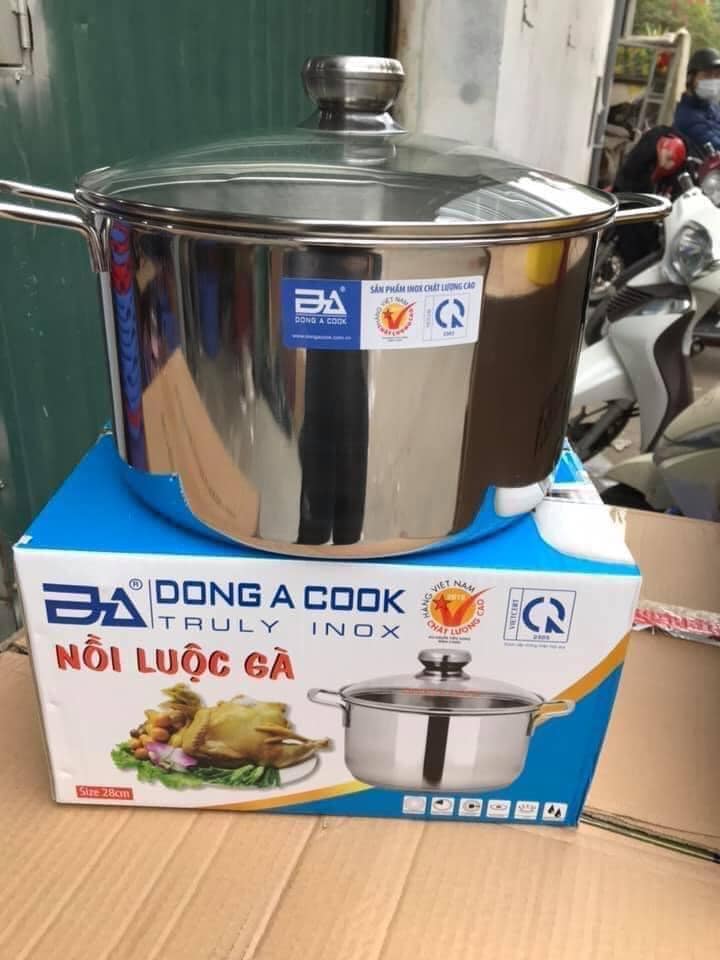 GOODMAKET- Nồi luộc gà size 28cm Vung kính đáy từ cao cấp,nồi luộc gà to đại