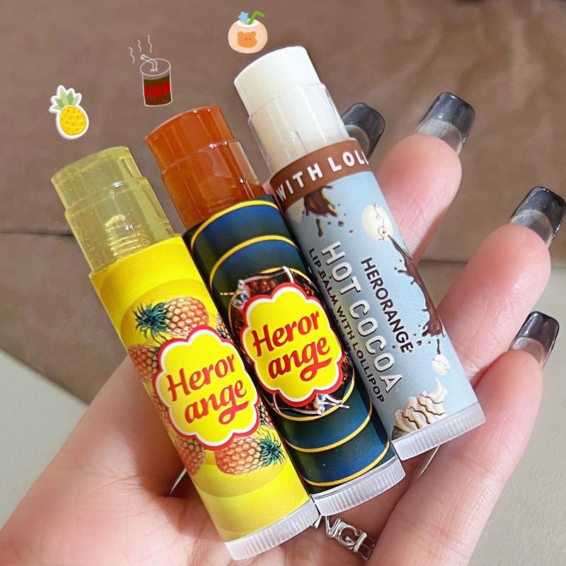 Son dưỡng HERORANGE kẹo ngọt dưỡng ẩm mềm môi Lollipop Lip Balm Chính hãng nội địa Trung