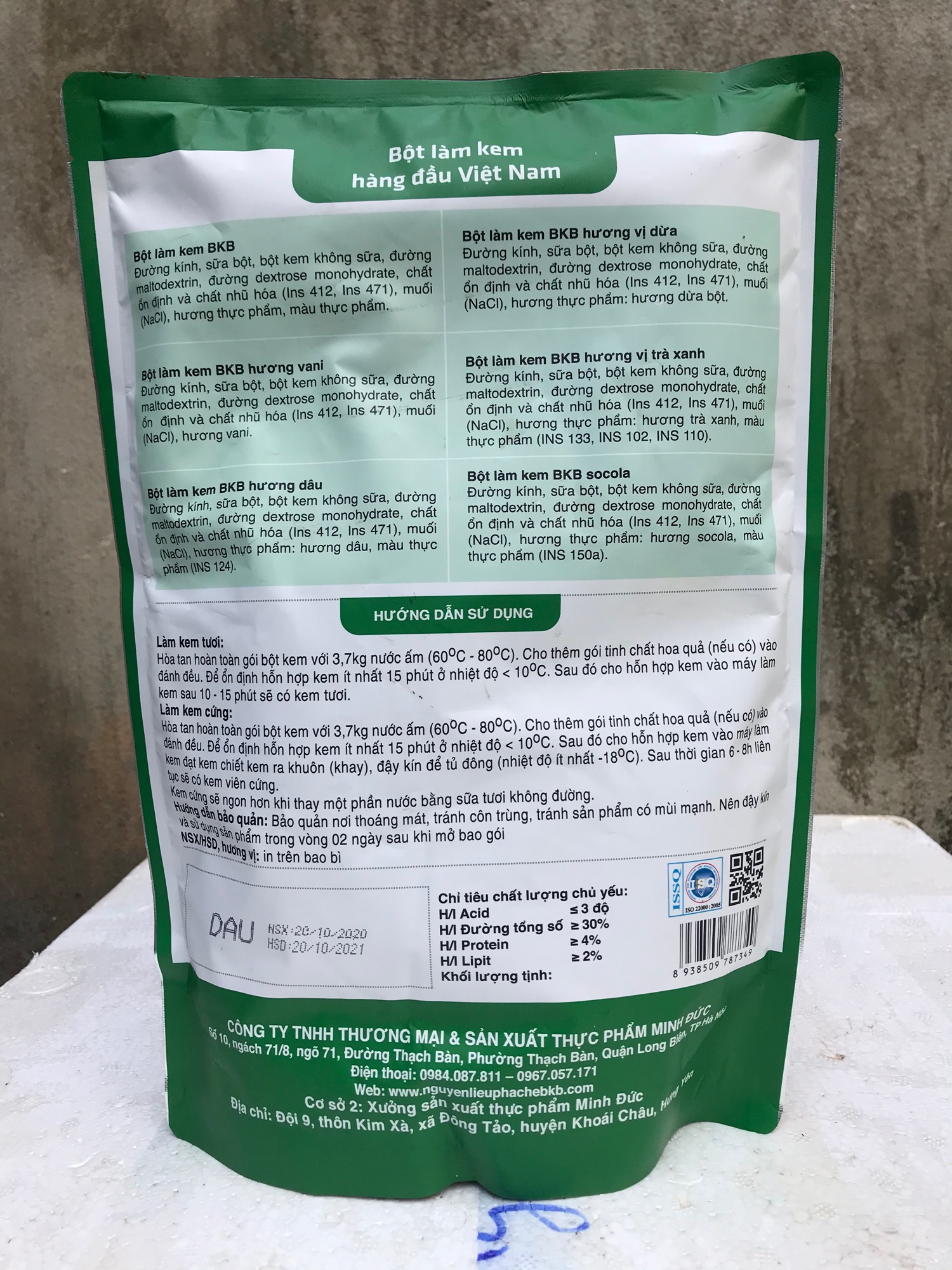 Bột làm kem tươi vị vani bịch 1.3kg
