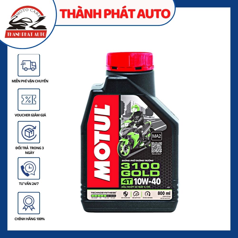 [HCM]Nhớt Motul 3100 Gold 10W40 800ml chuyên dùng cho xe máy xe côn tay xe moto cao cấp