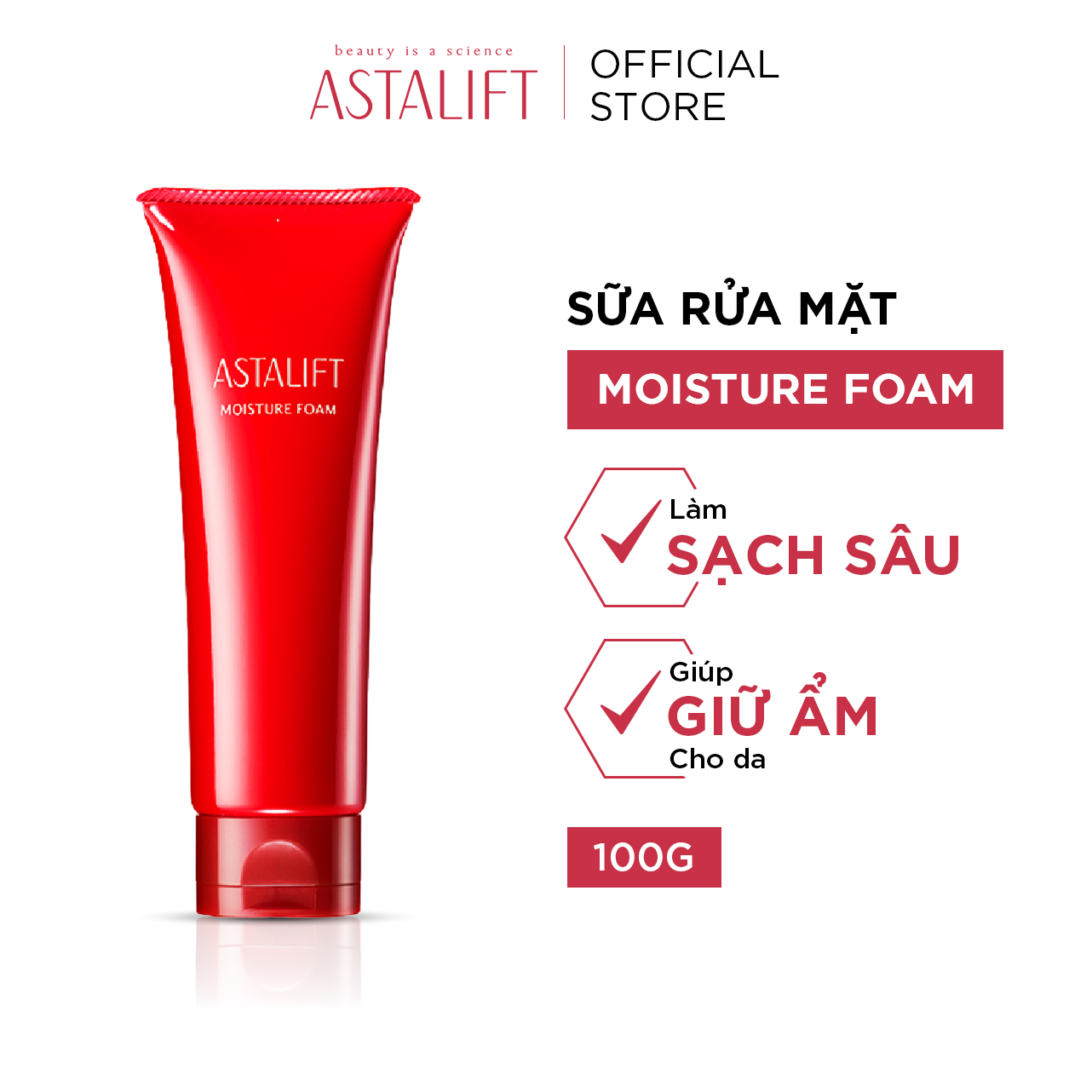 Sữa Rửa Mặt Tạo Bọt Dưỡng Ẩm ASTALIFT Moisture Foam 100ml