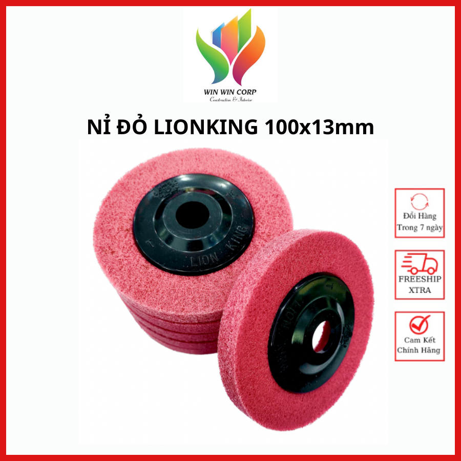 Nỉ đánh bóng inox, đánh bóng đá, nỉ đỏ, nỉ xám hiệu lionking 100x13mm