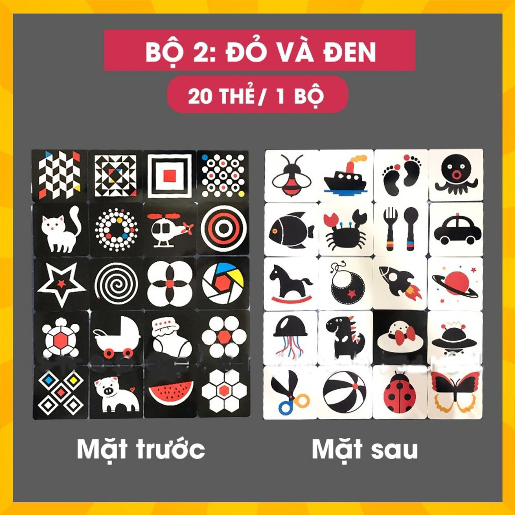 Bộ Thẻ Kích Thích Thị Giác Cho Bé từ 0 đến 4 Tuổi Loại Lớn - FlashCard Kích Thích Não Bộ Cho Trẻ Em In 2 Mặt Chống Thấm Nước