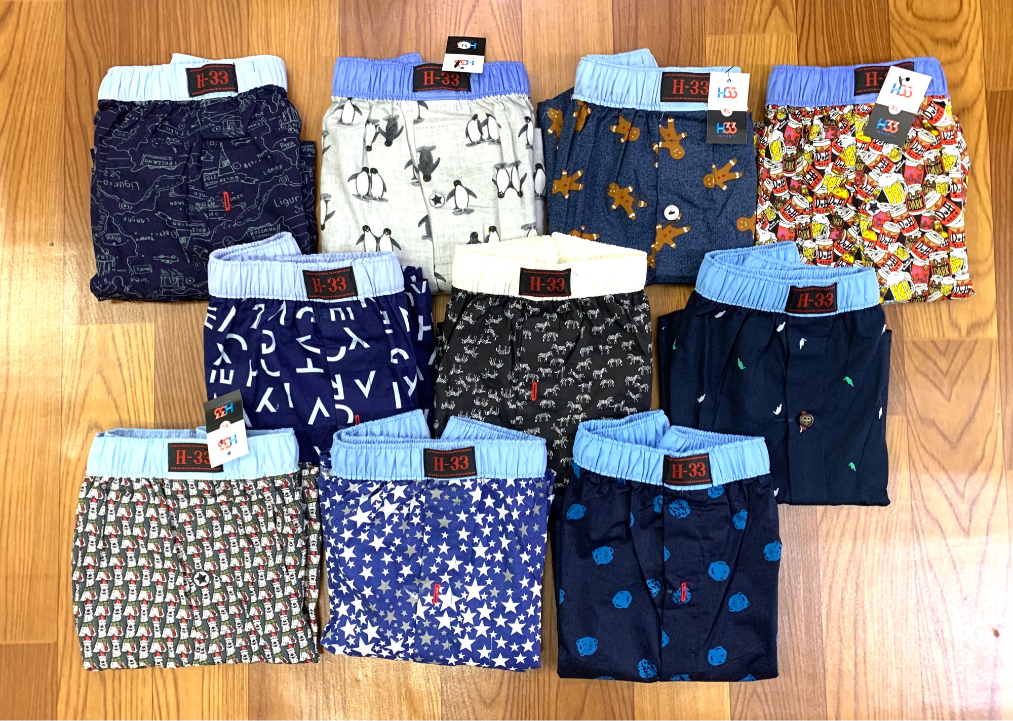Combo 10 quần đùi ngủ nam H33.( Combo 10 quần boxer)