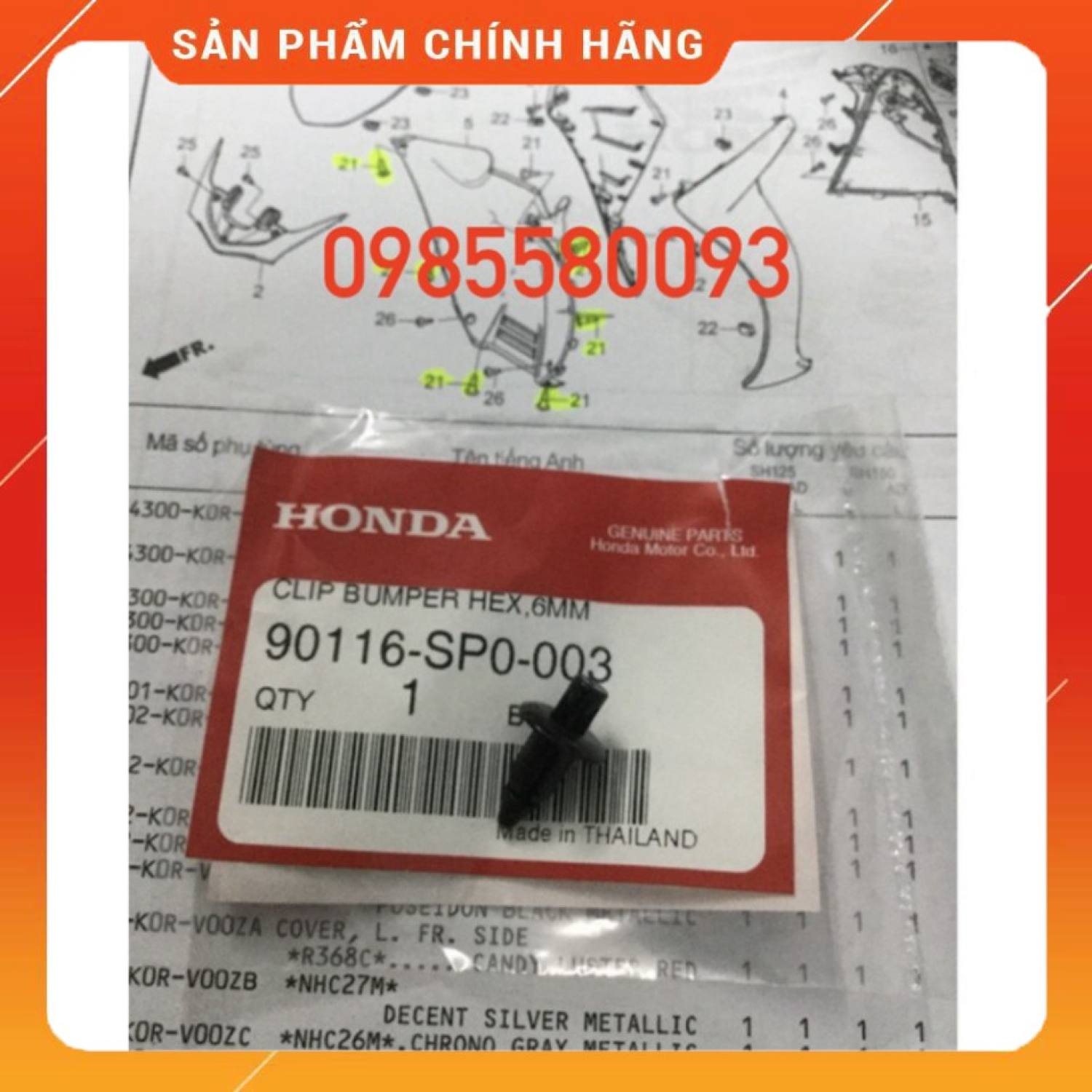Chốt nhựa dàn áo Honda