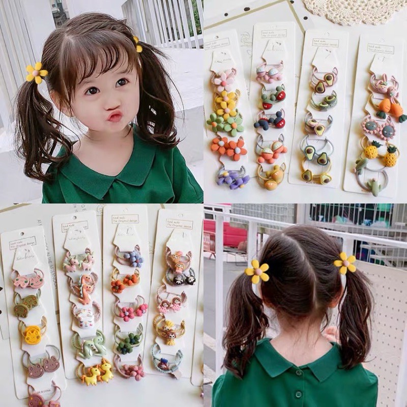 [HCM]Set 5 Dây Cột Tóc Xinh Xắn Cho Bé Gái