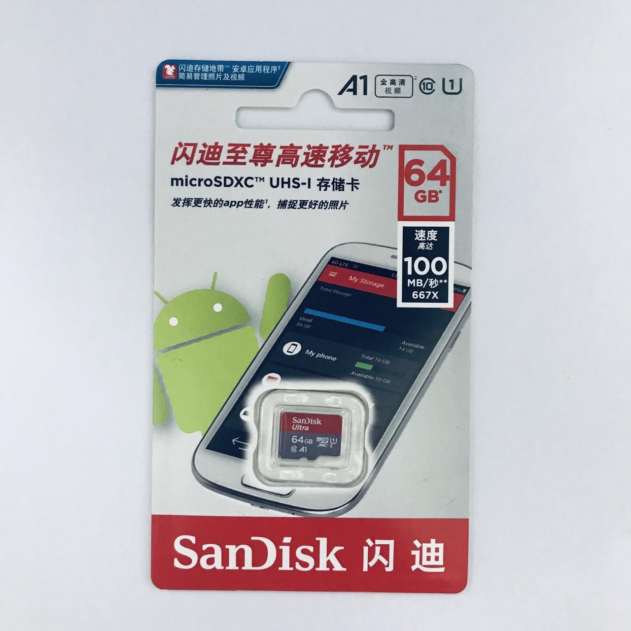Thẻ nhớ micro SD sandisk Ultra A1 64GB SDXC class 10 100Mb/s