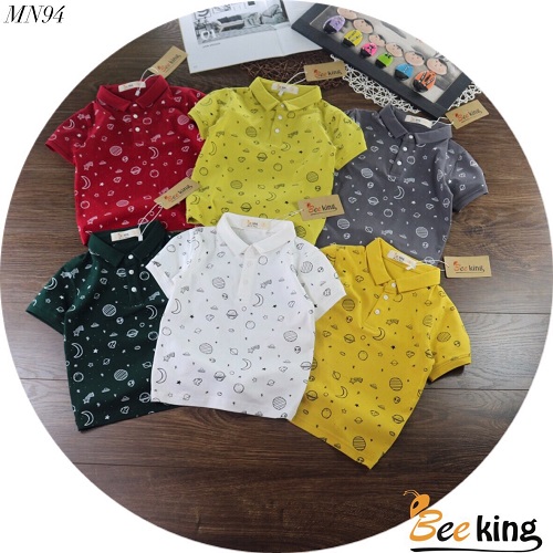 Áo thun cổ trụ bé trai cỡ đại 25~45kg
