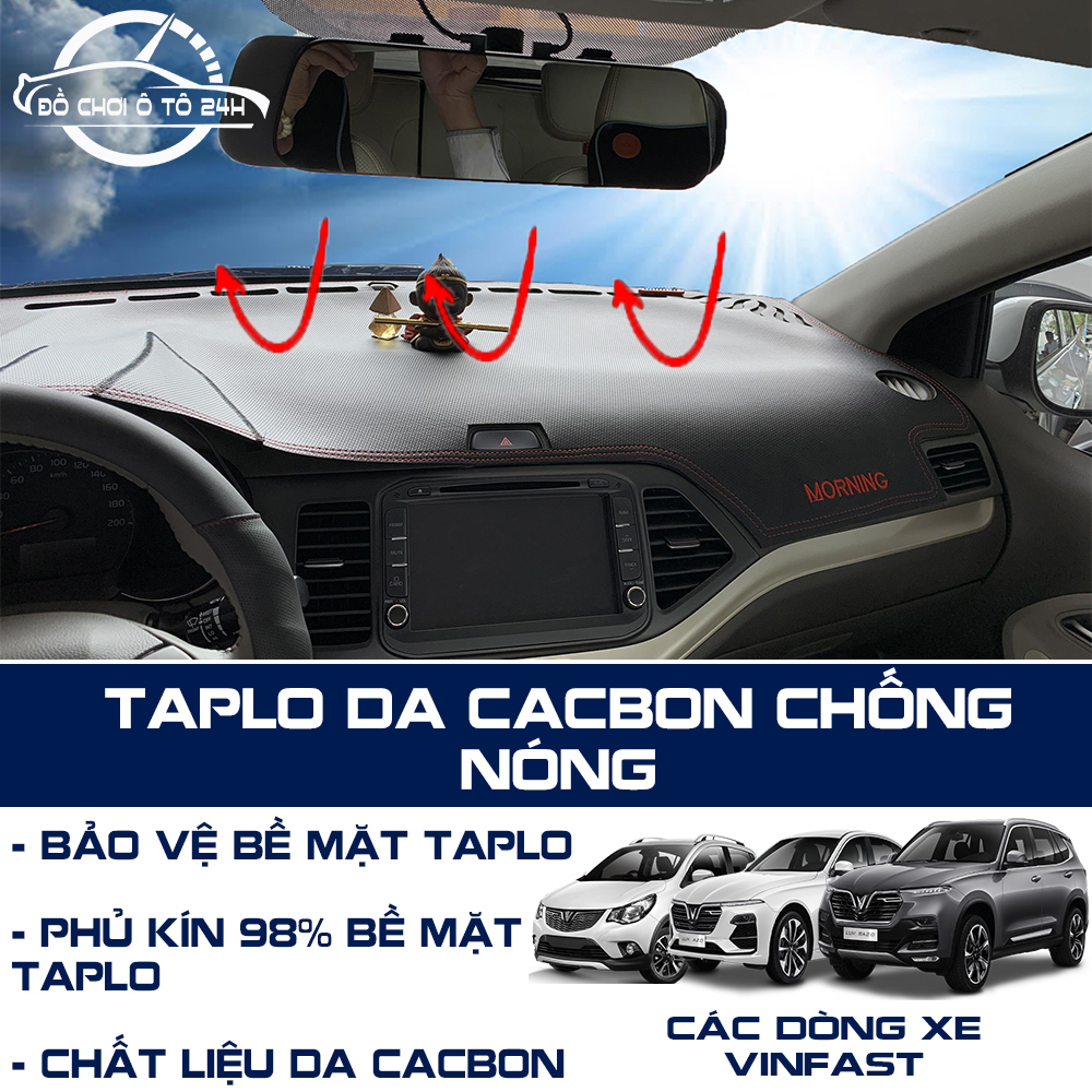 Thảm taplo da cacbon hãng Vinfast chống nắng, bảo vệ taplo