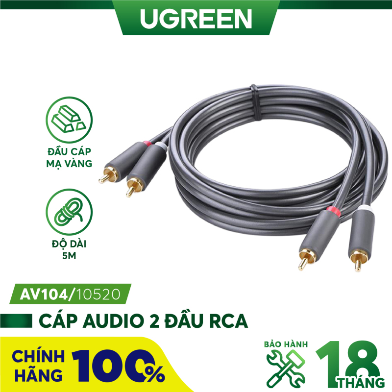 Bảng giá Cáp Audio 2 đầu RCA dài 0.5-5m UGREEN AV104 - Hãng phân phối chính thức Phong Vũ