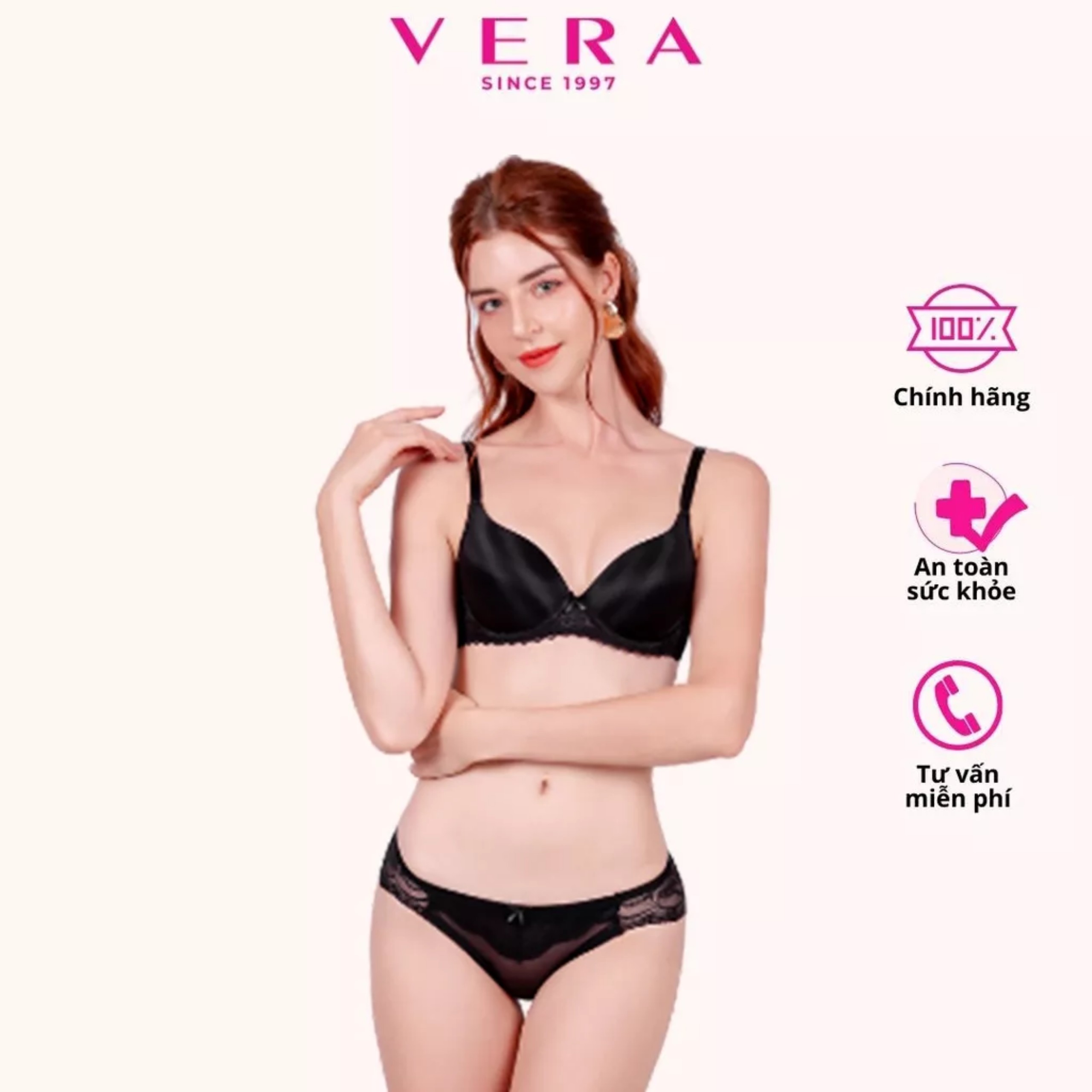 Áo ngực Misaki mút dày cúp trơn phối ren - 7325