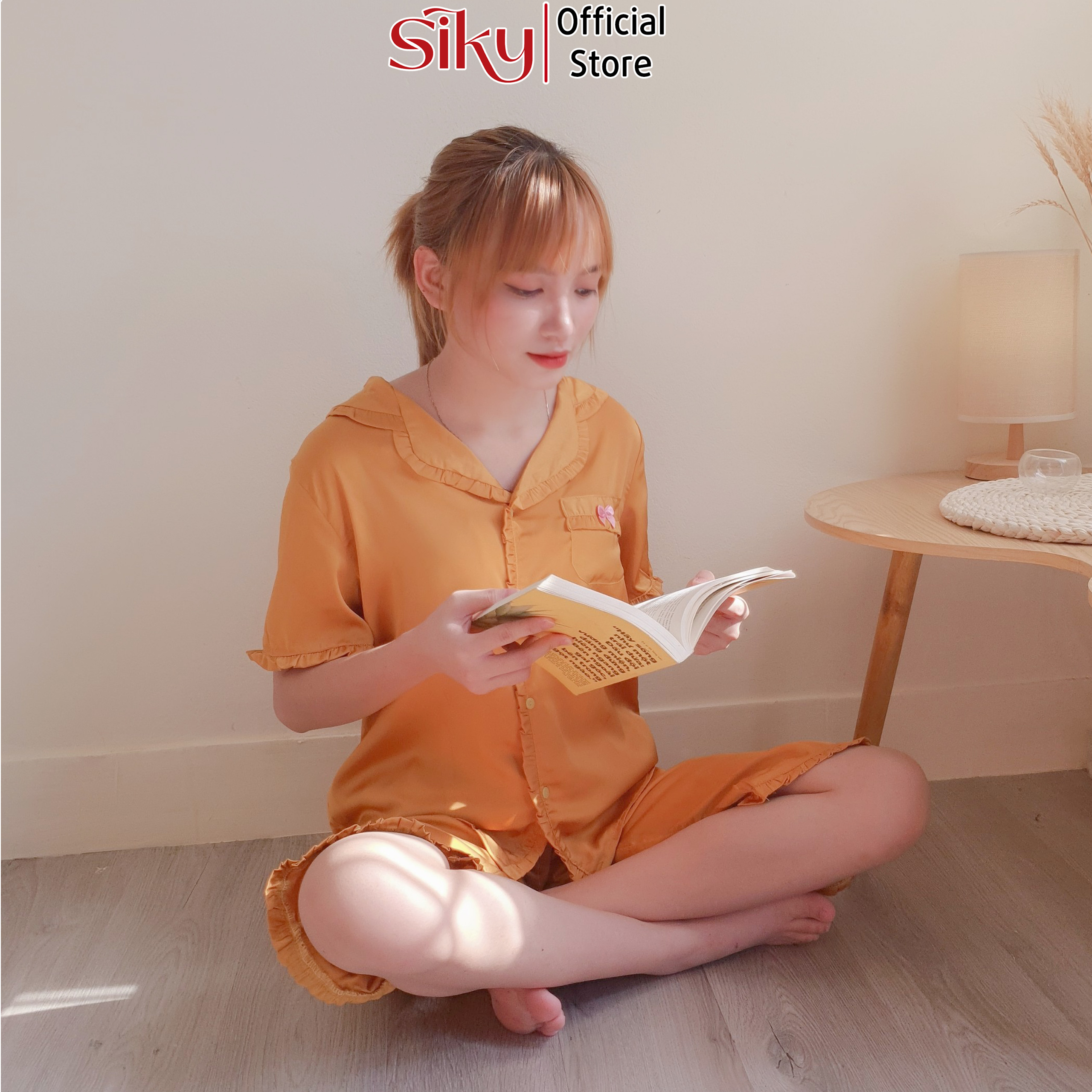 Bộ pijama nữ lửng SIKY chất lụa satin - BN07