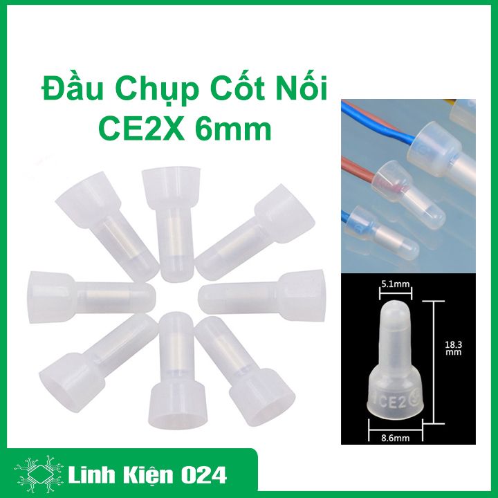 Gói 100 đầu chụp cốt nối ce2x 6mm
