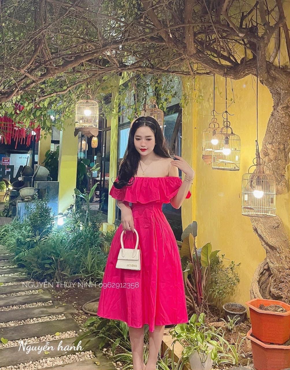 Đầm trễ vai tiểu thư midi bigsize Kim Ngân