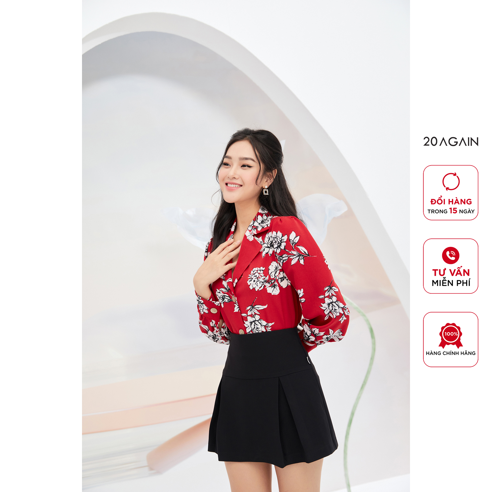Chân váy xếp ly 20AGAIN, thiết kế dáng bacsic JAA2440