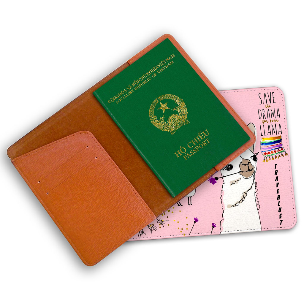 Passport leather holder - travel passport holder - cute camel - llama - lt021 stormbreaker