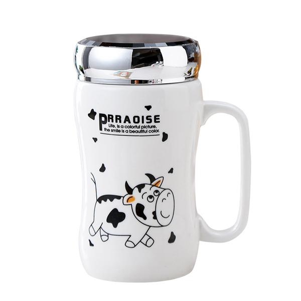 (COMBO 2 CÁI) Cốc sứ giữ nhiệt cao cấp có nắp gương 500ml, ly sứ giữ nhiệt nắp gương vẽ họa tiết siêu dễ thương, cốc giữ nhiệt bằng sứ loại mới - Bàn chải đánh răng Hàn Quốc làm từ than hoạt tính