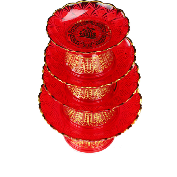 Dĩa trái cây,Dĩa bàn thờ Mica màu Pha lê(chân cao)-nhiều kích cỡ