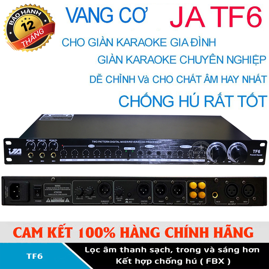 Vang cơ cao cấp JA TF6 Mixer karaoke TF6 CHỐNG HÚ hiệu quả Xử lý âm thanh karaoke chuyên nghiệp Dòng Vang Đẳng Cấp Âm Thanh Sống Động cho ra chất âm cực hay Vang cơ chống hú JA TF6 - Bảo Hành 12 Tháng.