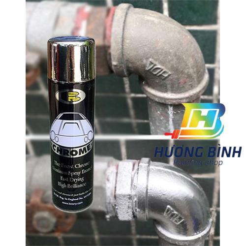 Sơn xịt Bosny Chrome (màu Xi Inox)