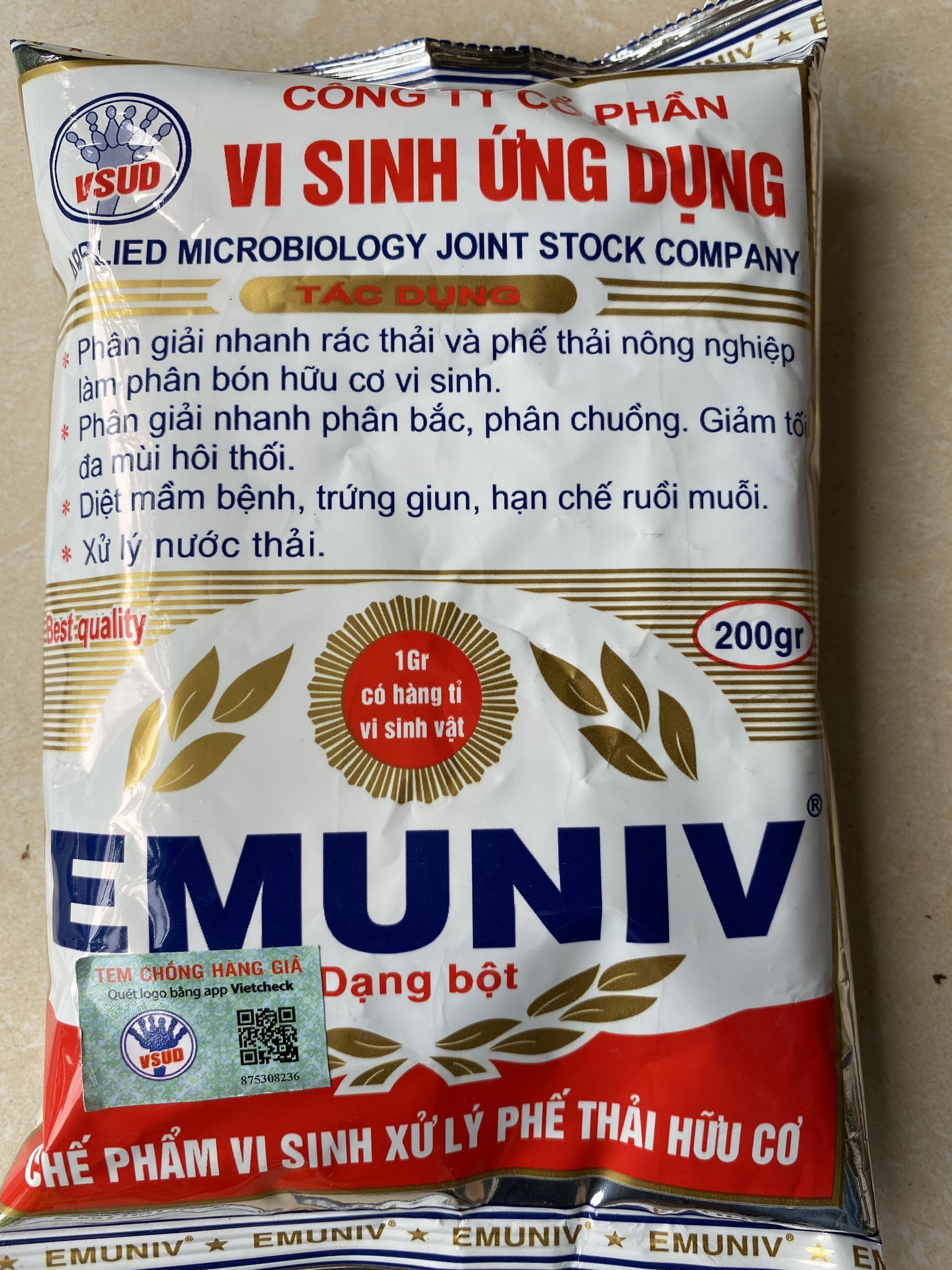 CHẾ PHẨM VI SINH ỨNG DỤNG EMUNIV GÓI 200 GR