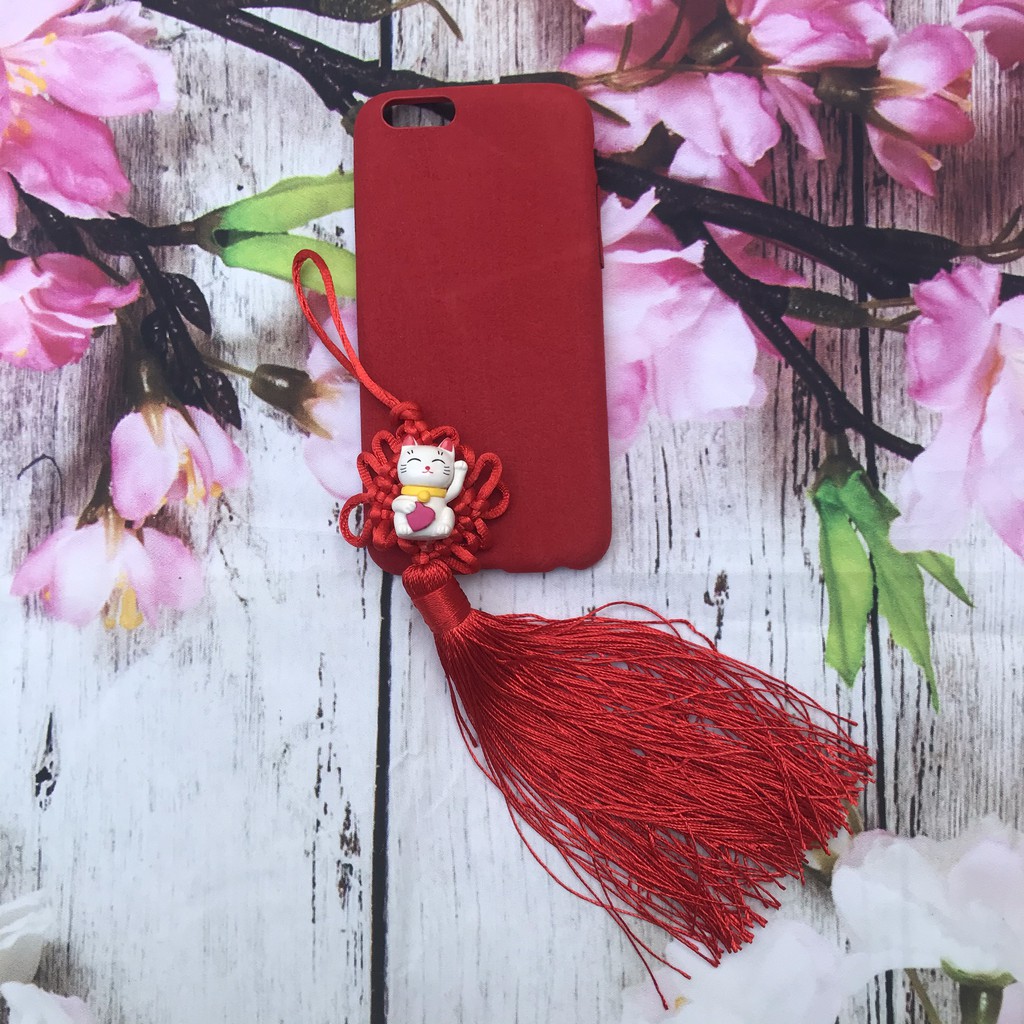 Ốp lưng tết may mắn cho iphone 6, 6s plus, iphone 7/8, iphone 7/8 plus, iphone se silicon có dây đeo