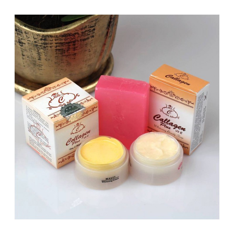 Bộ Kem collagen Plus vit E 701 ngày và đêm tem trắng (tặng kèm xà phòng)