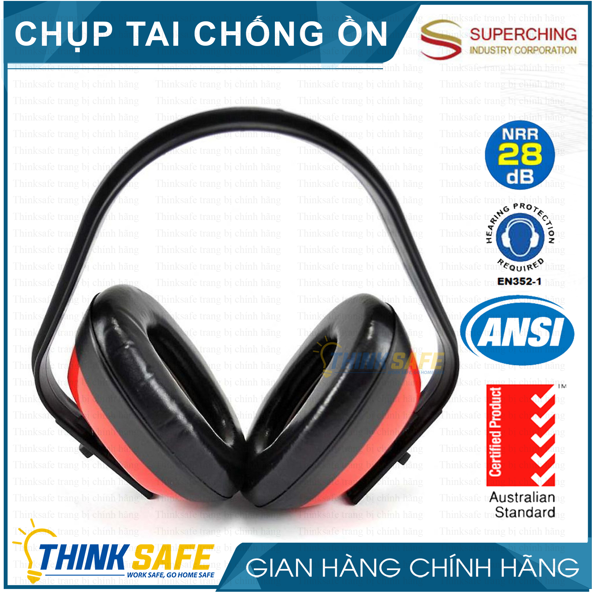 Superching je201 noise canceling ear muff for noise ladies, lightweight (Black Red)-thinsafe