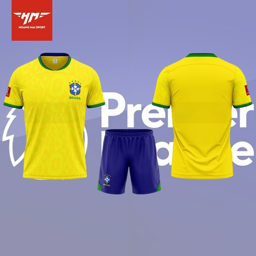 Bộ Quần áo Bóng Đá Brasil - vàng chất thun