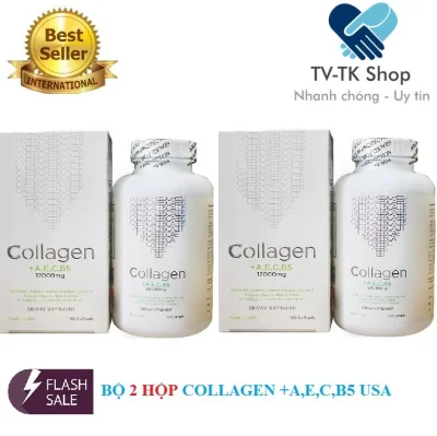 [HCM]Bộ 2 Hộp Viên Uống Dưỡng Da Collagen +AEC B5 12000MG USA (Hộp 180 Viên)