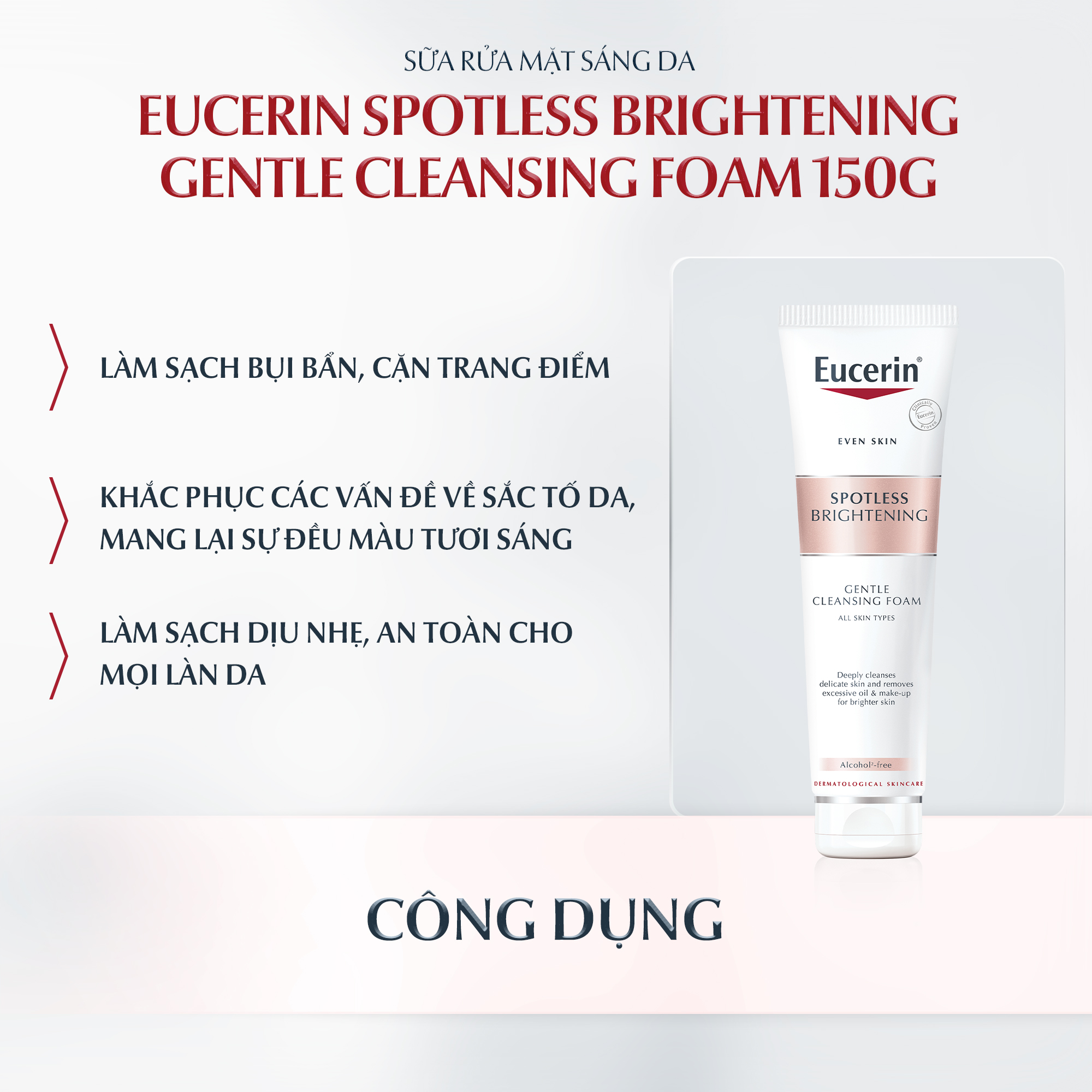 Sữa rửa mặt dịu nhẹ làm sáng da Eucerin Spotless Brightening Amino Cleansing Foam 150ml