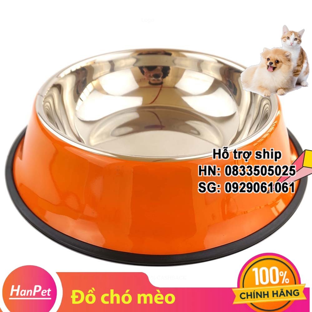 Hanpet - Bát / Chén ăn inox Không gỉ sét Bát inox cho chó mèo siêu bền / Khay ăn gỗ cho chó / bát ăn mèo bát chống trượt / chén ăn chó