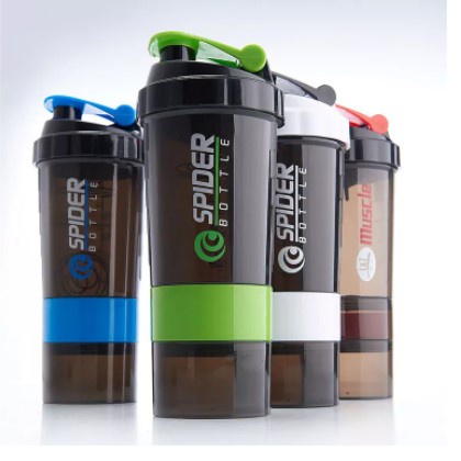 Bình lắc Spider tập gym 3 ngăn tiện dụng 600ml - Bình nước