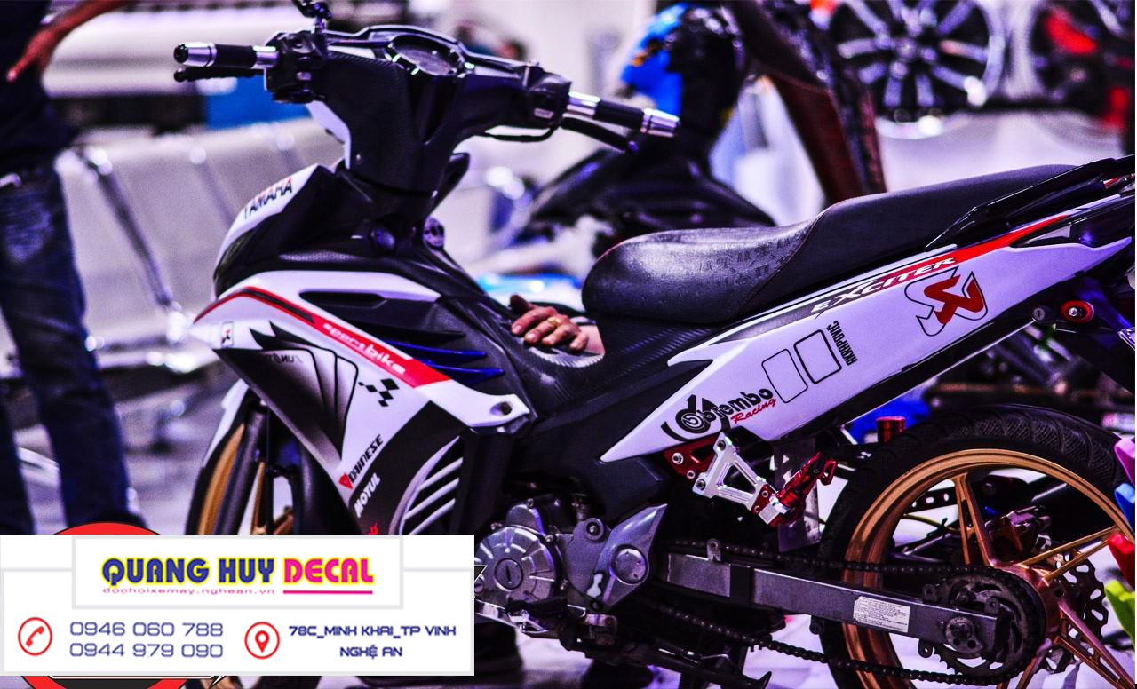 Tem trùm ex 135 trắng đen Rembo Apido - Độ dán team trùm decal xe máy ex 135 trắng đen Rembo Apido - Team trùm decal xe máy ex 135 rẻ đẹp và chất