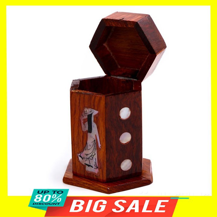 Lọ đựng tăm bằng gỗ bền đẹp hình lục giác